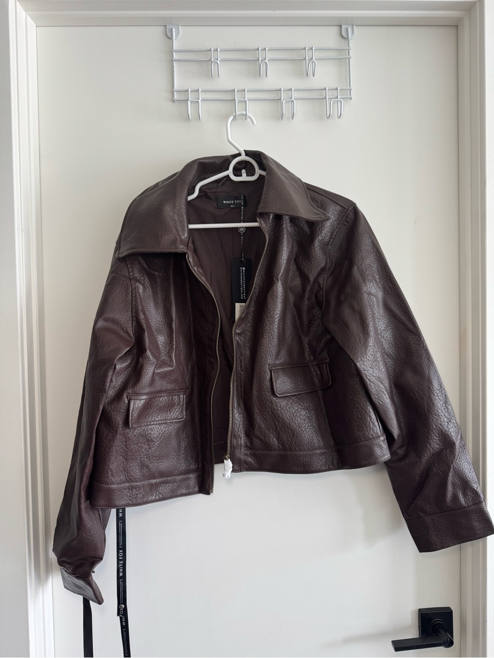 White Fox Boutique Dark Brown Cropped Leather Jacket
